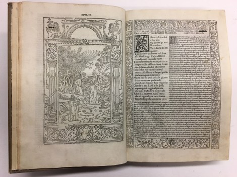 Depiction of engraved frontispiece and borders from Graham Library's copy