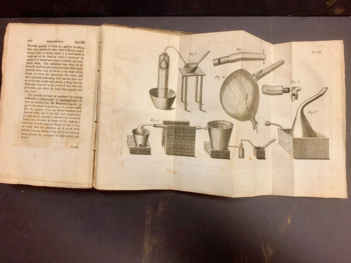 Fold out plate showing images of scientific apparatus